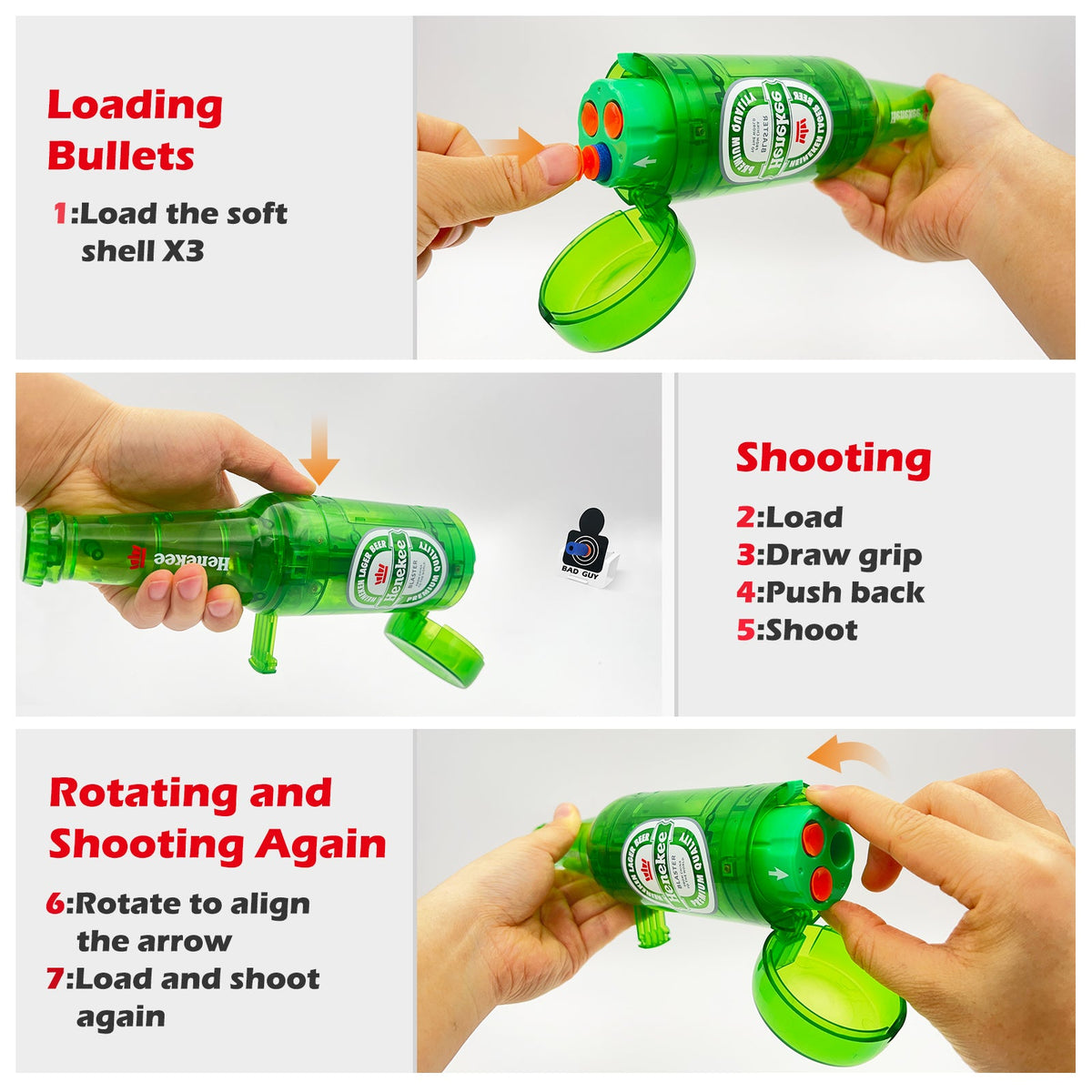 Drink Bottle Toy Gun with Foam Dart Bullets, Toy Foam Blaster Guns for Boy & Girl, Soda Blaster Guns Shooting Model,