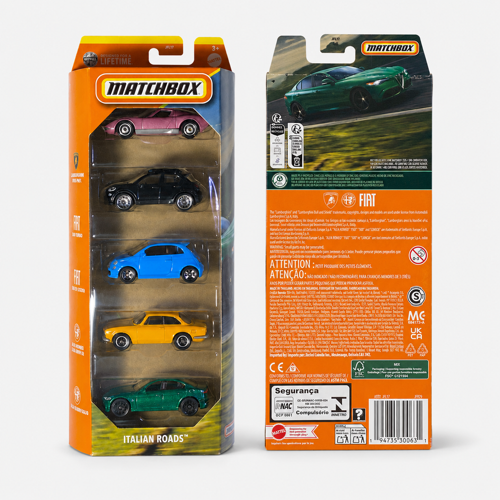 Matchbox Italian Roads 5 Pack Die-Cast Set