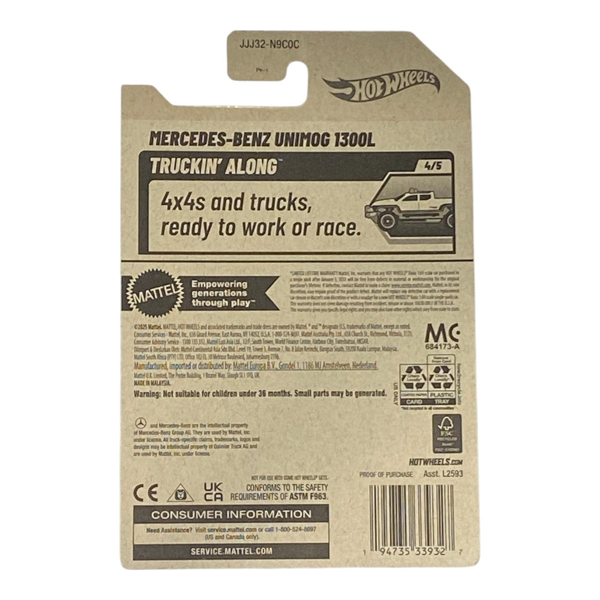 Hot Wheels Mercedes-Benz Unimg 1300L | Truckin' Along Series 4/5
