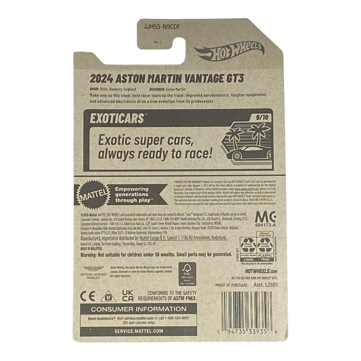 Hot Wheels 2024 Aston Martin Vantage GT3 | Exoticars Series 9/10