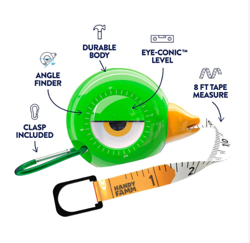 3-in-1 Tape Measure Tool: Green Bird - "Yaya"
