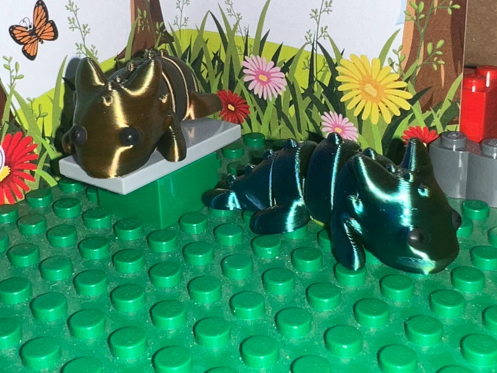 3d Printed Oil Slick Colored Spike Dragon