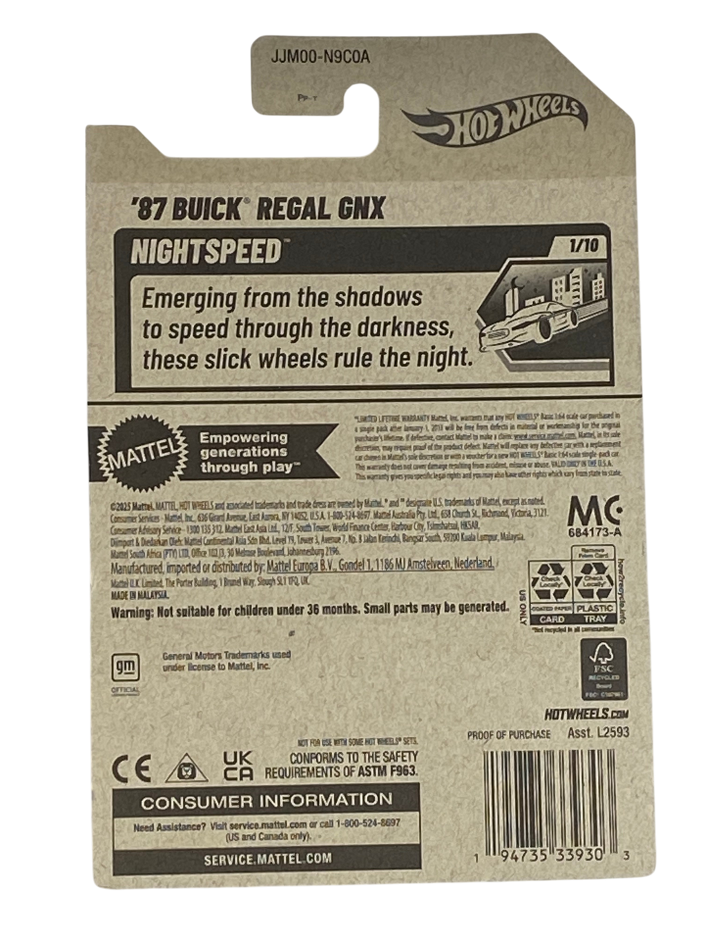 Hot Wheels '87 Buick Regal GNX (Treasure Hunt) | Nightspeed Series 1/10