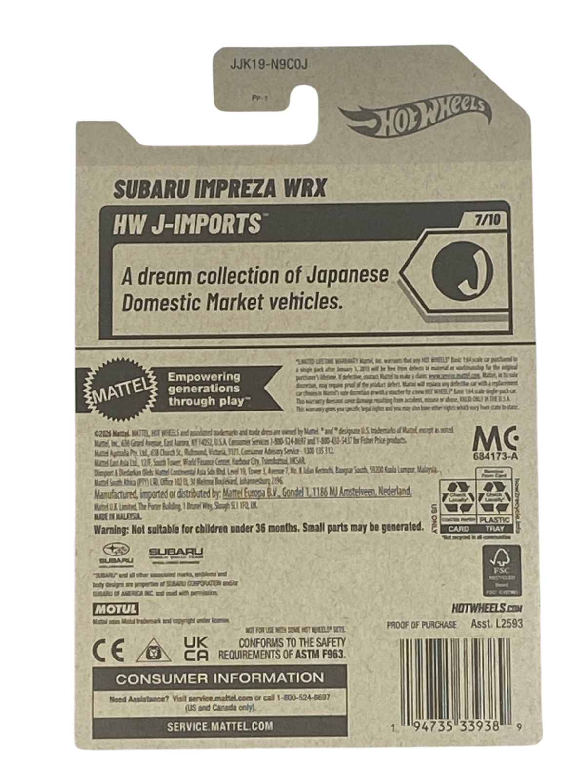 Hot Wheels Subaru Impreza WRX | J-Imports Series 7/10